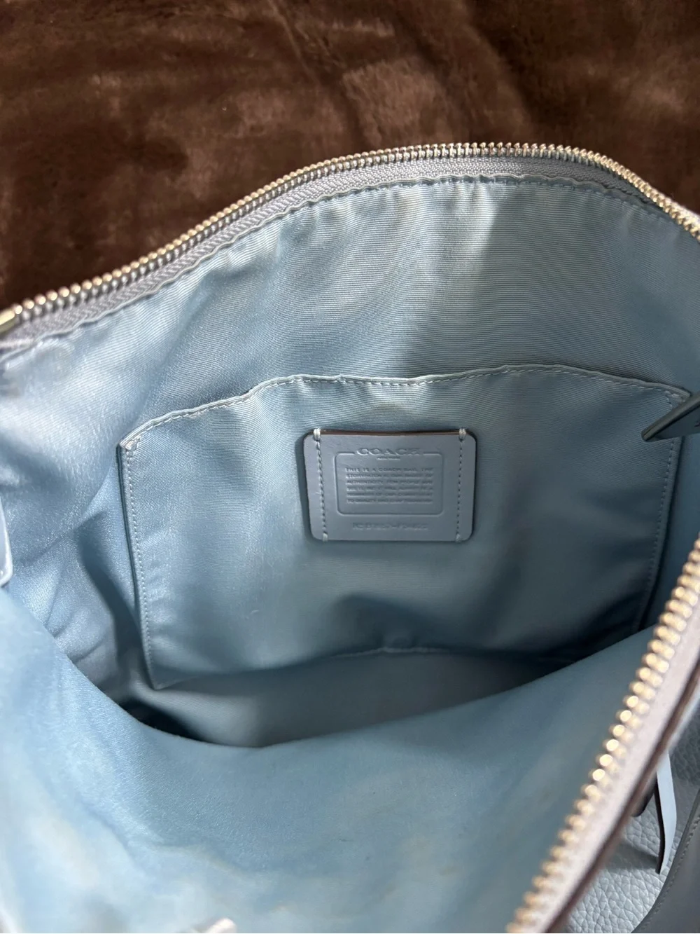 Coach Light Blue Pebbled Leather Crossbody Bag
